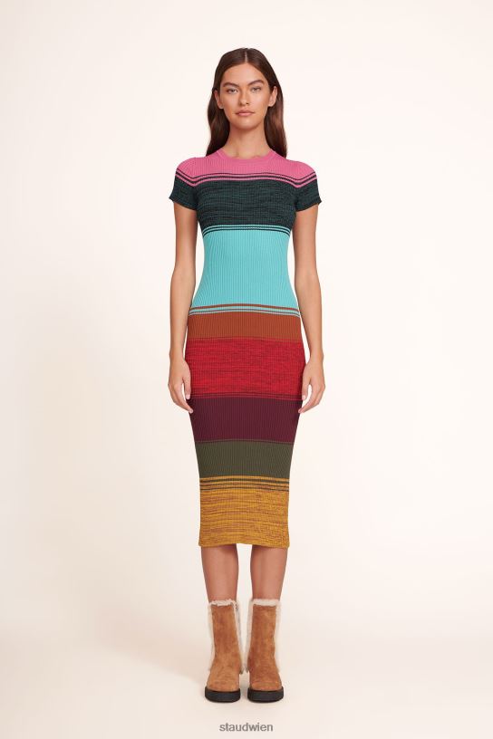 Frauen Colleen-Kleid Mosaikstreifen 466Z231 STAUD Kleidung