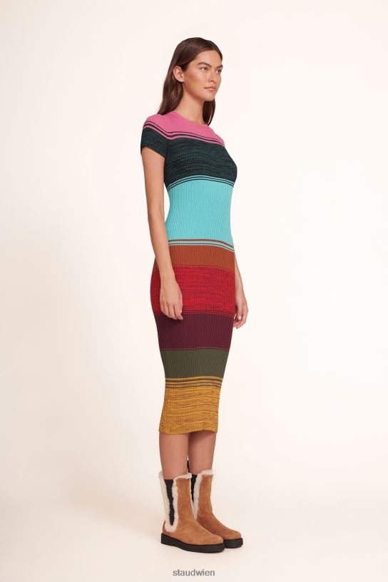 Frauen Colleen-Kleid Mosaikstreifen 466Z231 STAUD Kleidung