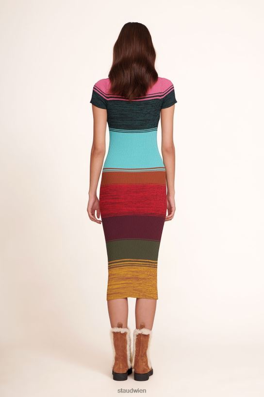 Frauen Colleen-Kleid Mosaikstreifen 466Z231 STAUD Kleidung