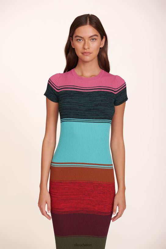 Frauen Colleen-Kleid Mosaikstreifen 466Z231 STAUD Kleidung
