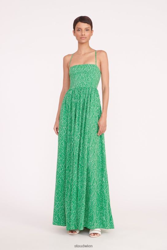 Frauen Courtney-Kleid grüne Palme 466Z42 STAUD Kleidung