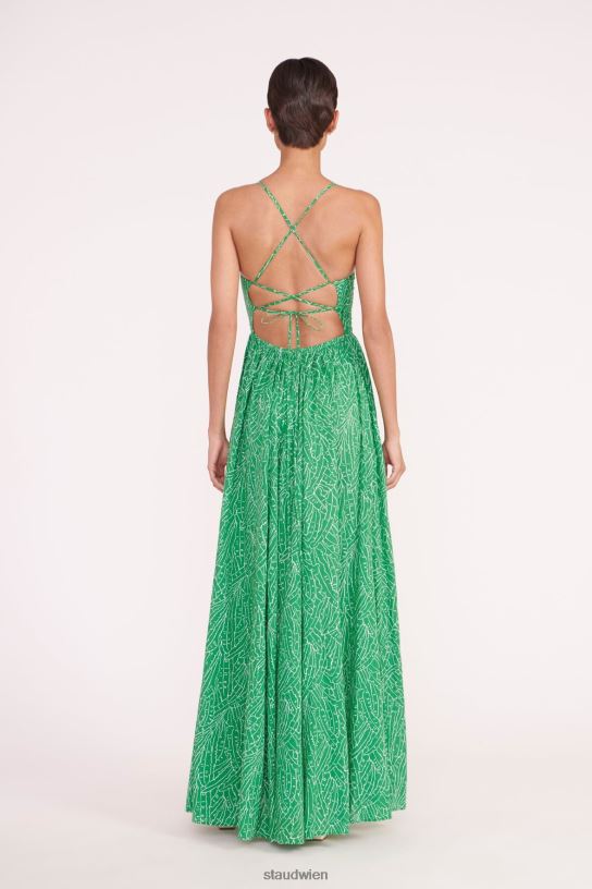 Frauen Courtney-Kleid grüne Palme 466Z42 STAUD Kleidung
