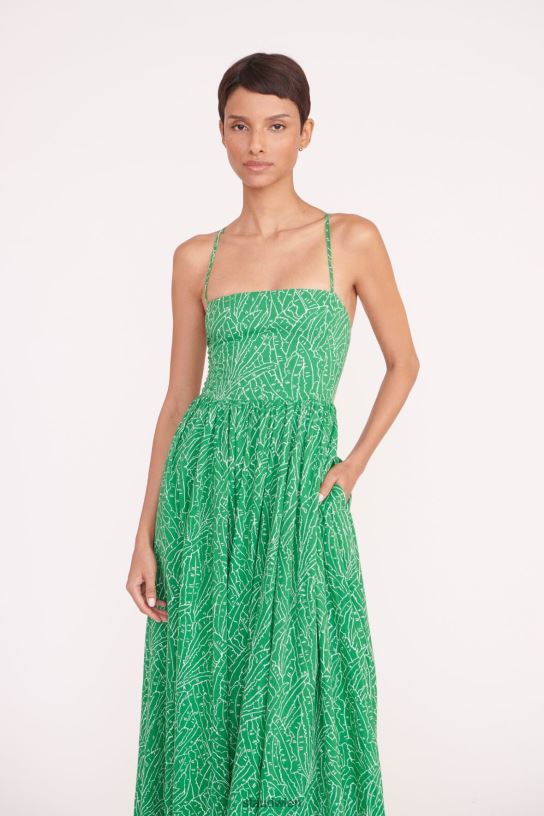 Frauen Courtney-Kleid grüne Palme 466Z42 STAUD Kleidung