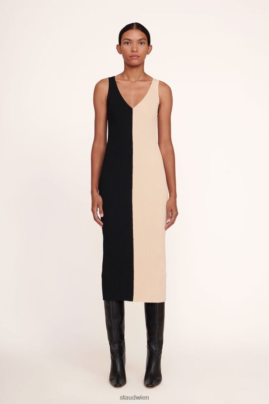Frauen Dana-Kleid Buff-Schwarz 466Z127 STAUD Kleidung