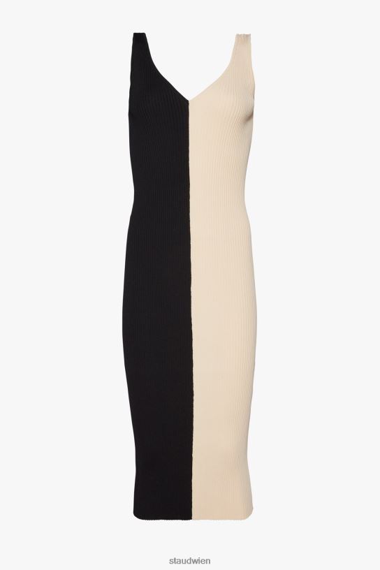 Frauen Dana-Kleid Buff-Schwarz 466Z127 STAUD Kleidung