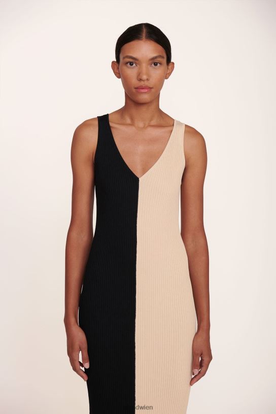 Frauen Dana-Kleid Buff-Schwarz 466Z127 STAUD Kleidung