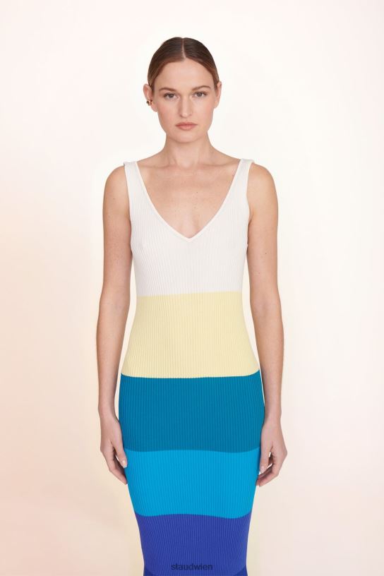 Frauen Dana-Kleid Pazifischer Streifen 466Z129 STAUD Kleidung