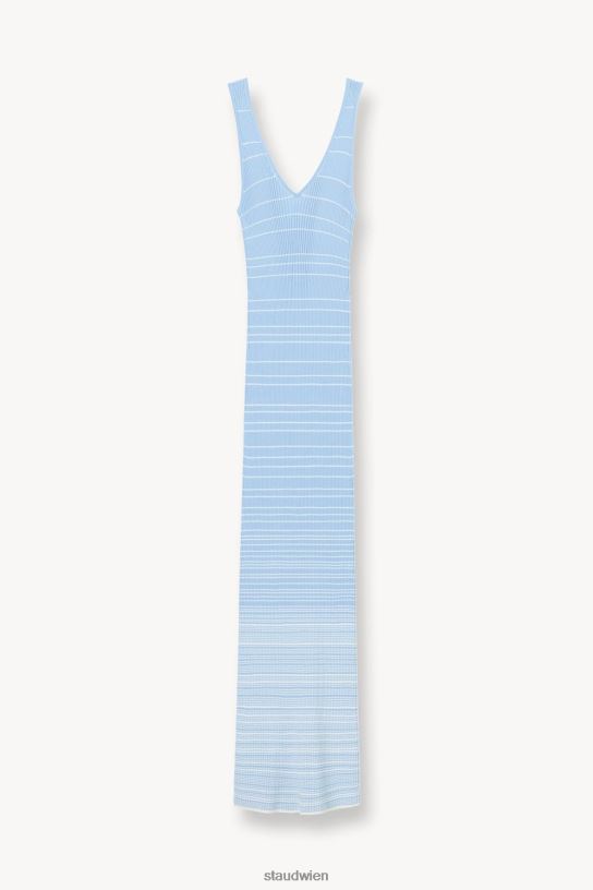 Frauen Dana-Kleid französisch blau weiß 466Z125 STAUD Kleidung