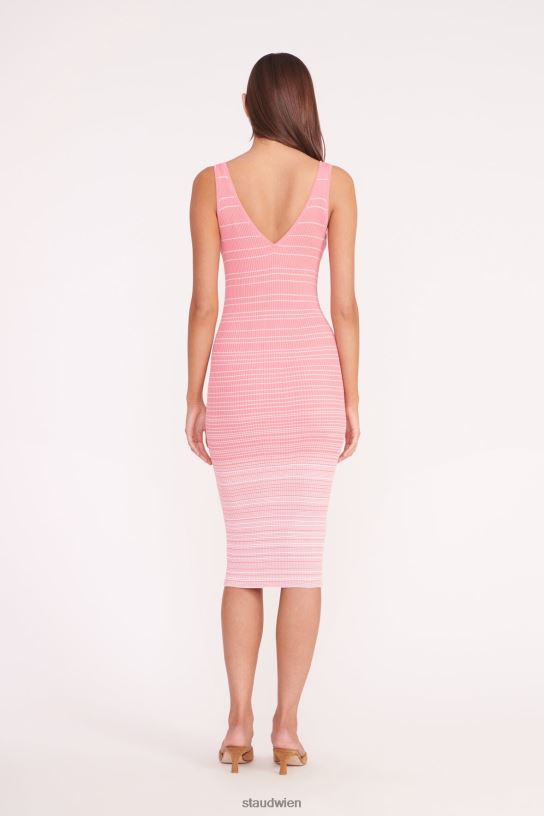 Frauen Dana-Kleid korallenrosa weiß 466Z128 STAUD Kleidung