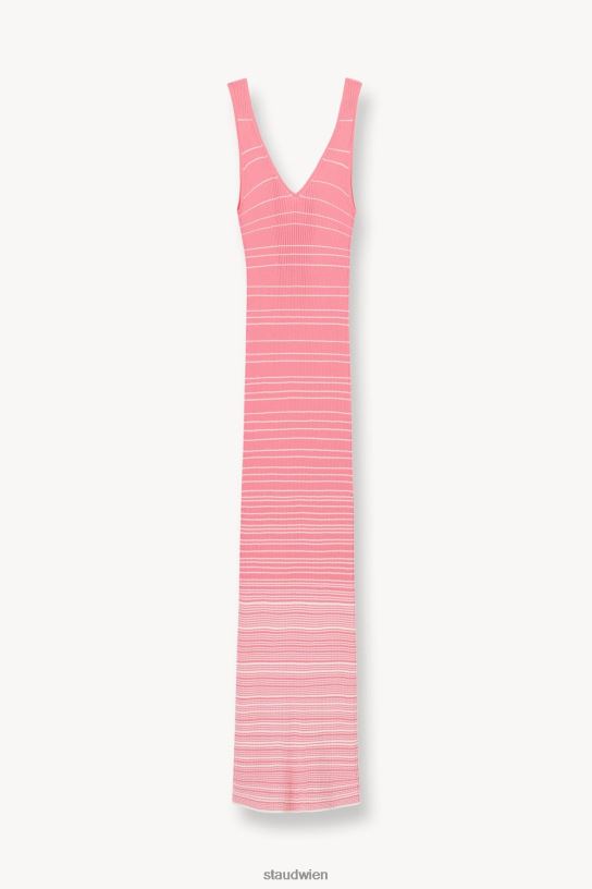 Frauen Dana-Kleid korallenrosa weiß 466Z128 STAUD Kleidung