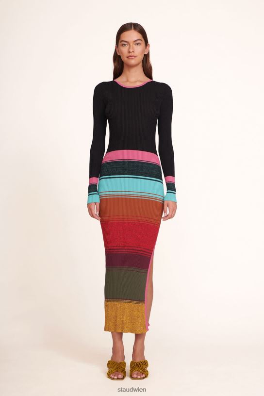 Frauen Edna-Kleid Mosaikstreifen 466Z260 STAUD Kleidung