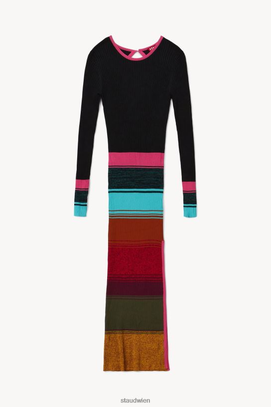 Frauen Edna-Kleid Mosaikstreifen 466Z260 STAUD Kleidung