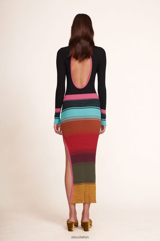 Frauen Edna-Kleid Mosaikstreifen 466Z260 STAUD Kleidung