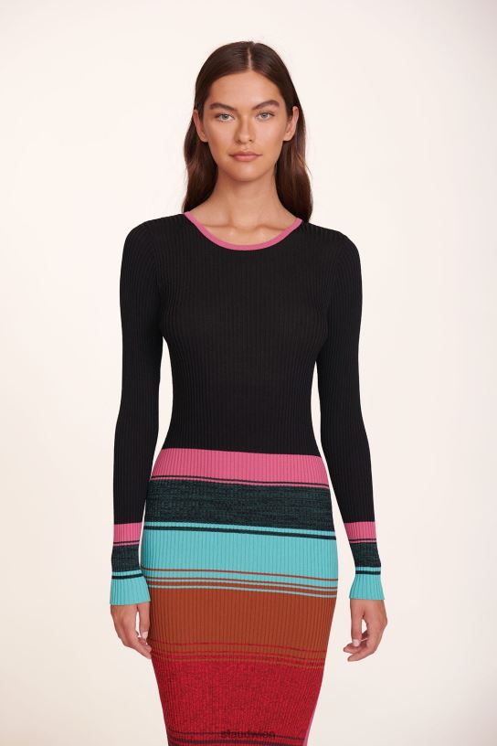 Frauen Edna-Kleid Mosaikstreifen 466Z260 STAUD Kleidung