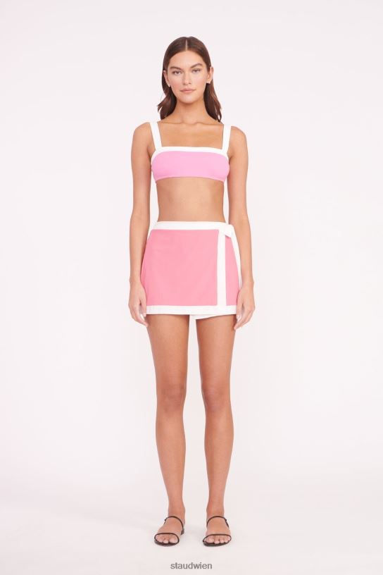 Frauen Gretchen Coverup Wickelrock korallenrosa weiß 466Z734 STAUD Kleidung