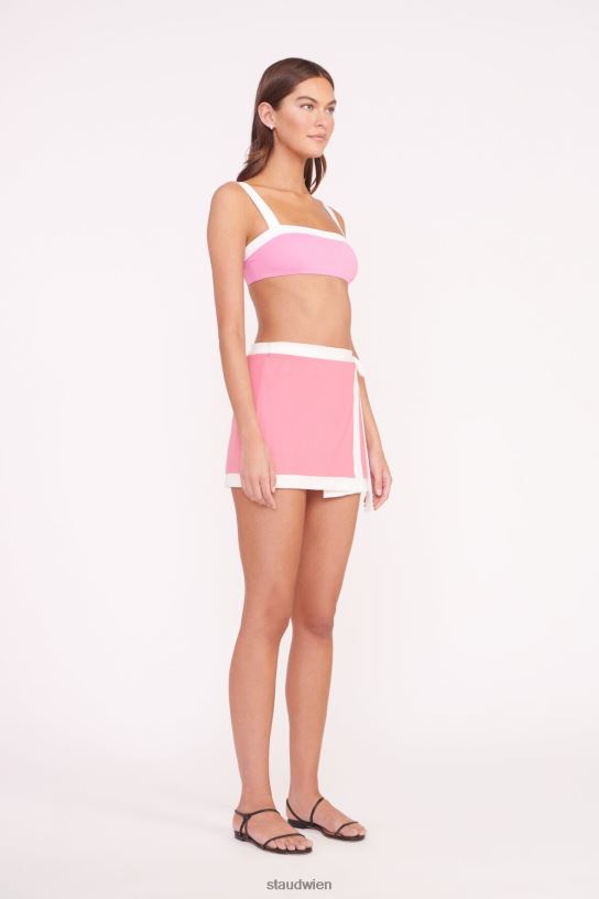 Frauen Gretchen Coverup Wickelrock korallenrosa weiß 466Z734 STAUD Kleidung