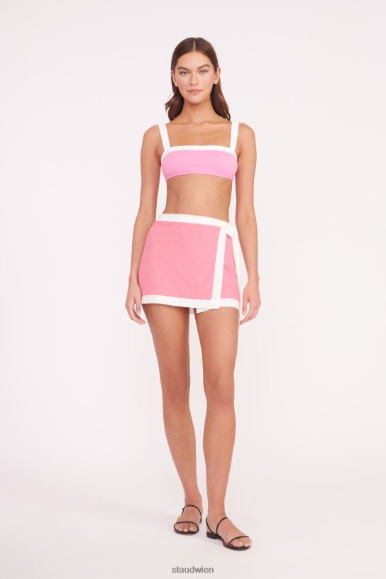 Frauen Gretchen Coverup Wickelrock korallenrosa weiß 466Z734 STAUD Kleidung