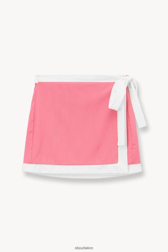 Frauen Gretchen Coverup Wickelrock korallenrosa weiß 466Z734 STAUD Kleidung