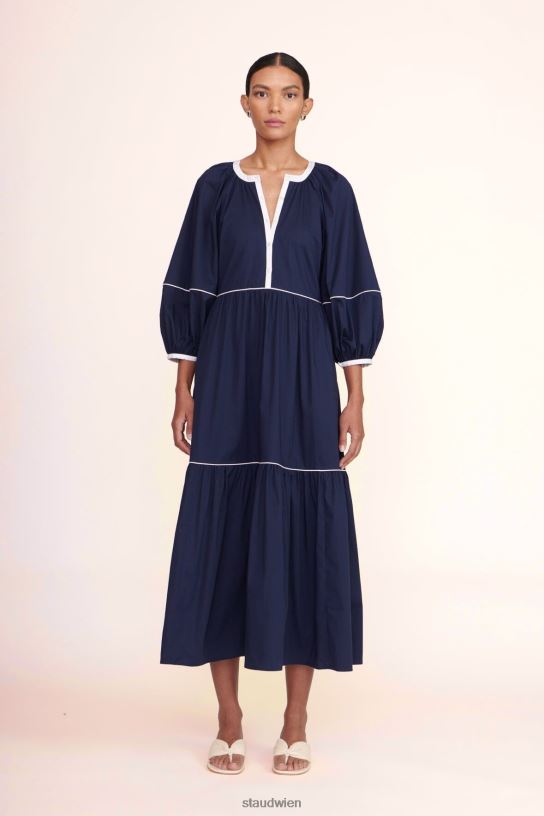 Frauen Halbkleid Marineweiß 466Z244 STAUD Kleidung