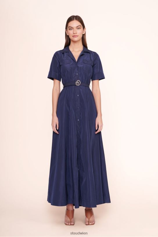 Frauen Hemdblusenkleid mit Wirbelmuster Marine 466Z232 STAUD Kleidung
