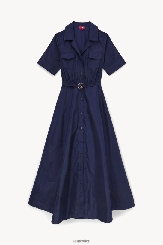 Frauen Hemdblusenkleid mit Wirbelmuster Marine 466Z232 STAUD Kleidung
