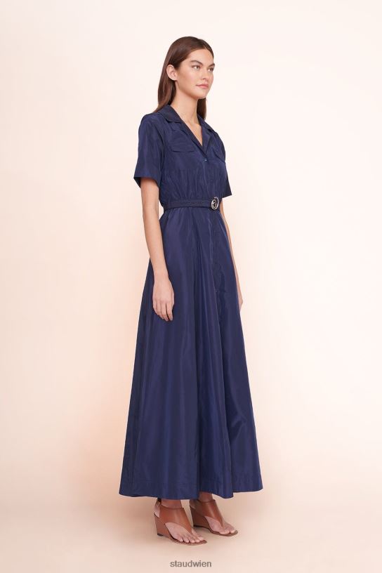 Frauen Hemdblusenkleid mit Wirbelmuster Marine 466Z232 STAUD Kleidung