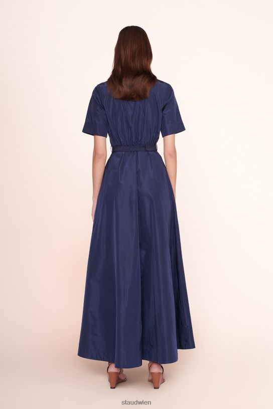 Frauen Hemdblusenkleid mit Wirbelmuster Marine 466Z232 STAUD Kleidung
