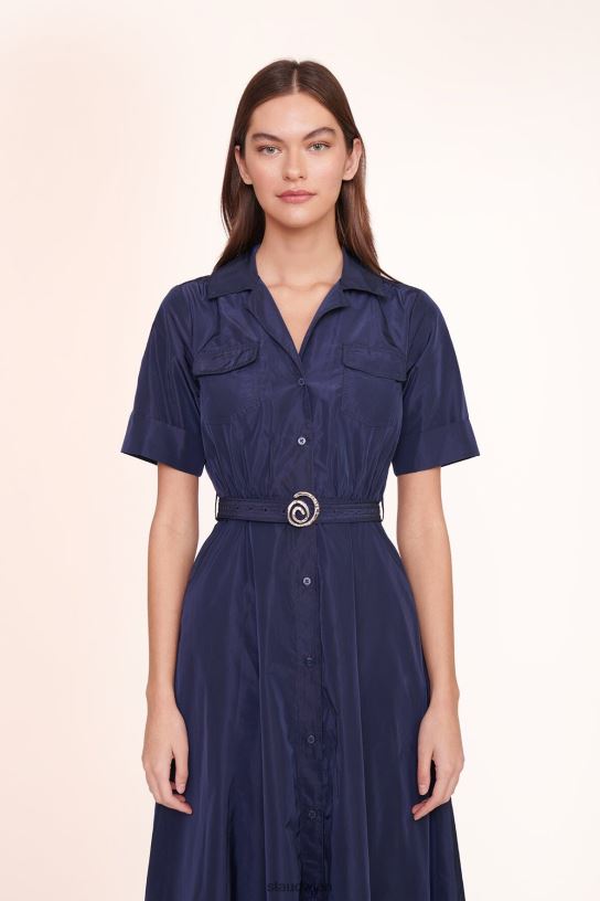 Frauen Hemdblusenkleid mit Wirbelmuster Marine 466Z232 STAUD Kleidung