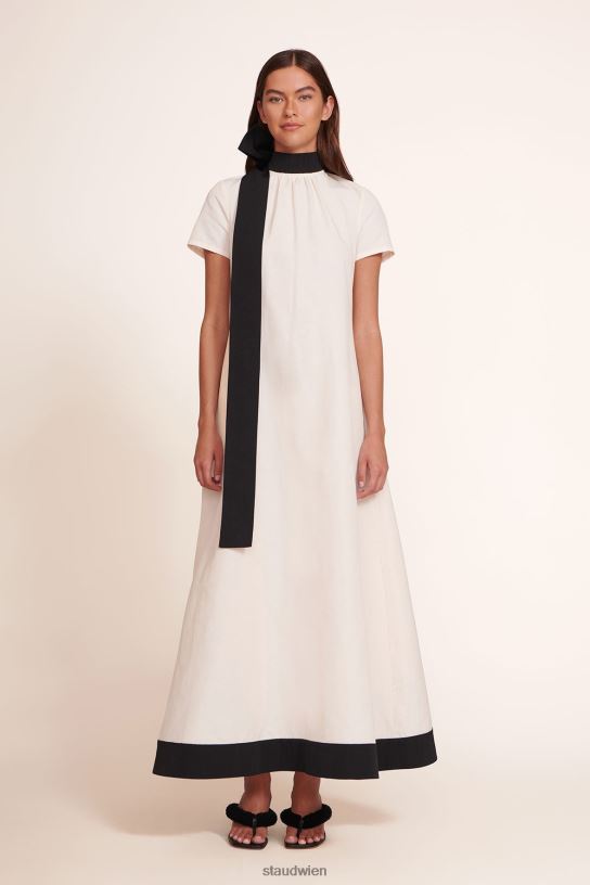 Frauen Ilana-Kleid Elfenbeinschwarz 466Z234 STAUD Kleidung