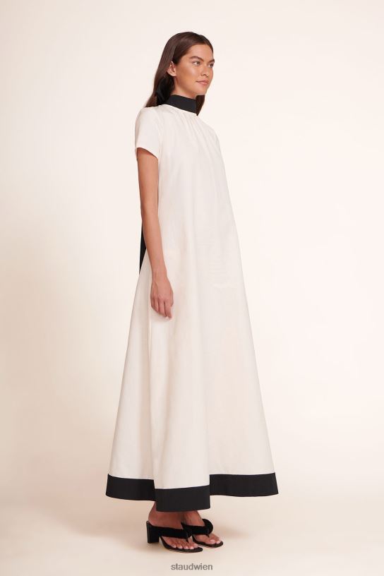 Frauen Ilana-Kleid Elfenbeinschwarz 466Z234 STAUD Kleidung