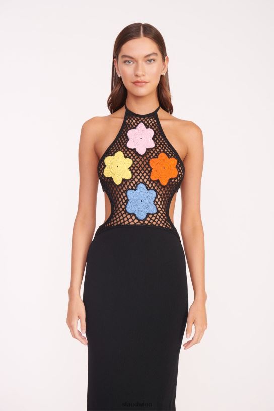 Frauen Jacqueline-Kleid Stiefmütterchen schwarz 466Z32 STAUD Kleidung