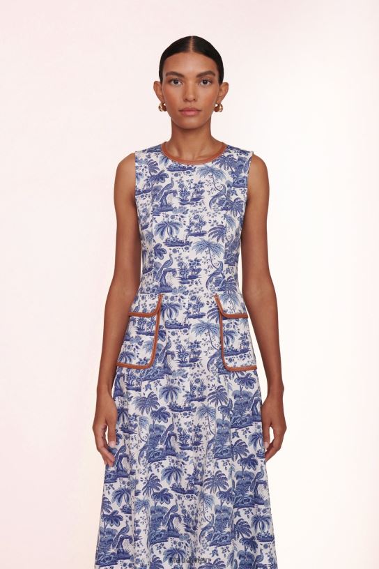 Frauen Köderkleid Blue Toile Whisky 466Z297 STAUD Kleidung