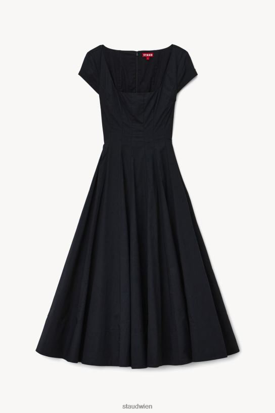 Frauen Kurzärmliges Wells-Kleid Schwarz 466Z96 STAUD Kleidung