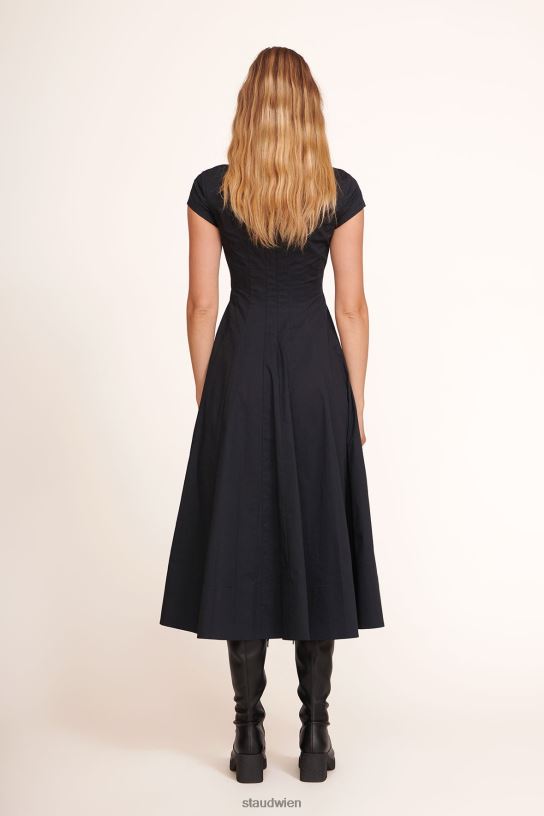 Frauen Kurzärmliges Wells-Kleid Schwarz 466Z96 STAUD Kleidung