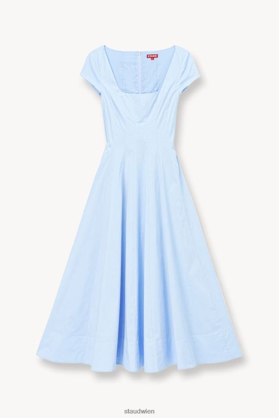 Frauen Kurzärmliges Wells-Kleid französisches Blau 466Z95 STAUD Kleidung