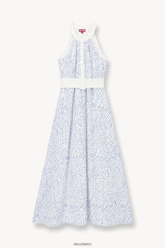 Frauen Lisette-Kleid blaue Palme 466Z111 STAUD Kleidung