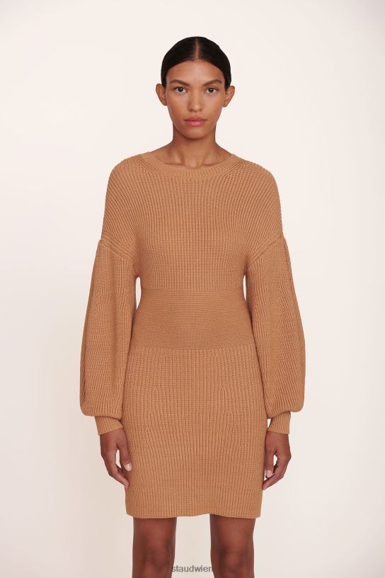Frauen Marylebone-Kleid Kamel 466Z305 STAUD Kleidung