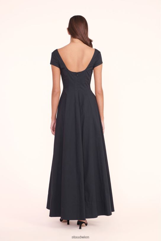 Frauen Maxi-Wellenkleid mit kurzen Ärmeln Schwarz 466Z161 STAUD Kleidung
