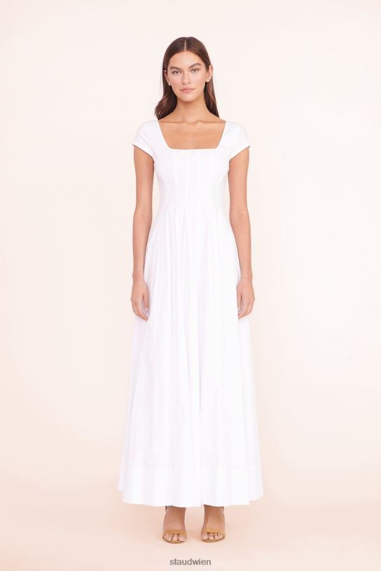 Frauen Maxi-Wellenkleid mit kurzen Ärmeln Weiss 466Z160 STAUD Kleidung