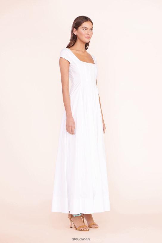 Frauen Maxi-Wellenkleid mit kurzen Ärmeln Weiss 466Z160 STAUD Kleidung