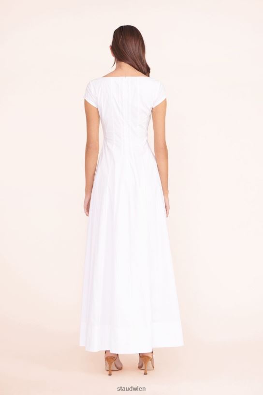 Frauen Maxi-Wellenkleid mit kurzen Ärmeln Weiss 466Z160 STAUD Kleidung