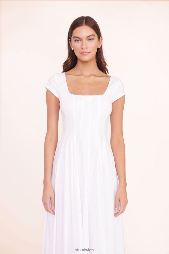 Frauen Maxi-Wellenkleid mit kurzen Ärmeln Weiss 466Z160 STAUD Kleidung