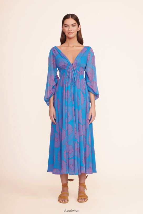 Frauen Midi-Shelby-Kleid Pazifischer Whirlpool 466Z204 STAUD Kleidung