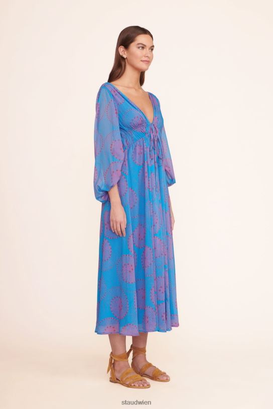 Frauen Midi-Shelby-Kleid Pazifischer Whirlpool 466Z204 STAUD Kleidung