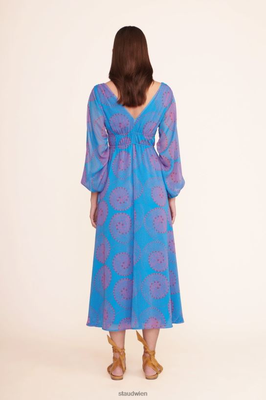 Frauen Midi-Shelby-Kleid Pazifischer Whirlpool 466Z204 STAUD Kleidung