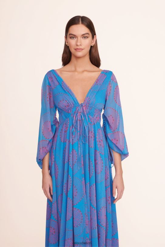 Frauen Midi-Shelby-Kleid Pazifischer Whirlpool 466Z204 STAUD Kleidung
