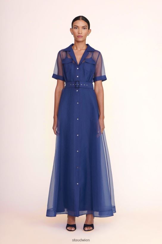 Frauen Millie-Kleid aus Organza Marine 466Z166 STAUD Kleidung
