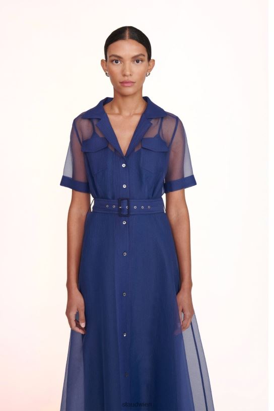 Frauen Millie-Kleid aus Organza Marine 466Z166 STAUD Kleidung