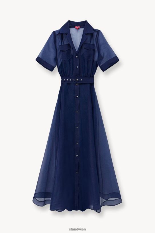 Frauen Millie-Kleid aus Organza Marine 466Z166 STAUD Kleidung