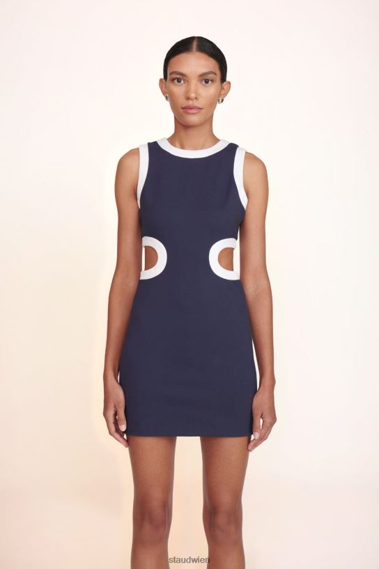 Frauen Mini-Dolce-Kleid Marineweiß 466Z196 STAUD Kleidung